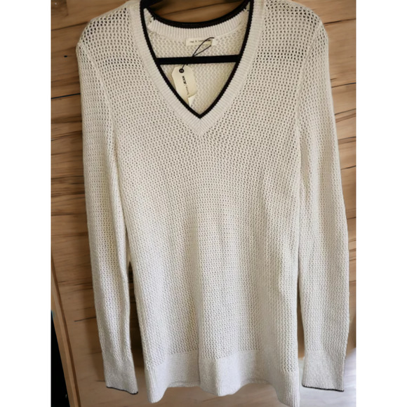 (60% OFF) NWT Rag & Bone ELIZABETH Mesh VNeck Chunky Sweater MSRP $375 STRETCHES - Picture 3 of 4